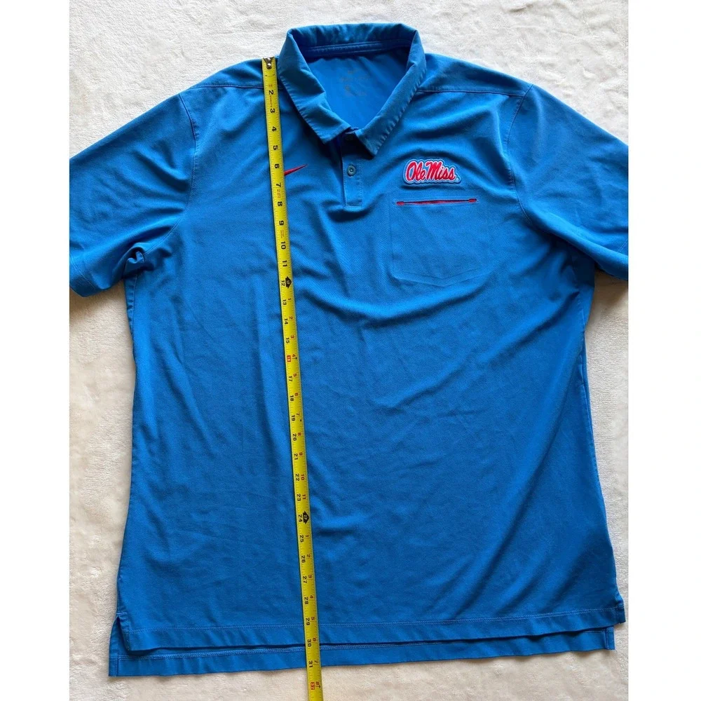 Nike Blue Ole Miss Rebels Dri-FIT Sideline Pocket Polo Shirt Mens XL Excellent